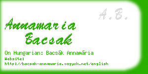 annamaria bacsak business card